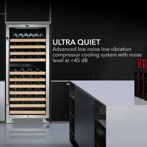 Whynter 92 Bottle Built-in Stainless Steel Dual Zone Compressor Wine Refrigerator