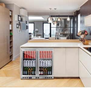 KingsBottle 36" Heating Glass 2 Door Built In Beverage Fridge