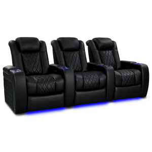 Valencia Tuscany Heat and Massage row of 3 home theater seating with LED ambient lighting