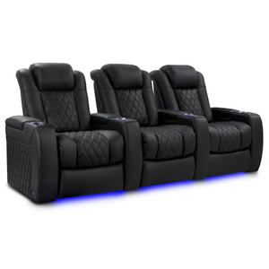 Valencia Tuscany Luxury Edition row of 3 home theater seating semi-aniline leather Graphite