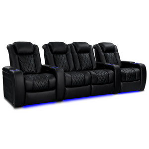 Valencia Tuscany Heat and Massage row of 4 loveseat center home theater seating configuration