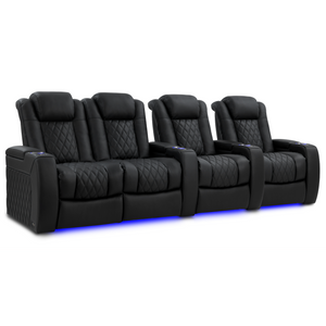Valencia Tuscany Luxury Edition row of 4 loveseat left Graphite Italian Nappa leather theater