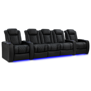 Valencia Tuscany Luxury Edition row of 5 with center console Graphite leather cinema seating