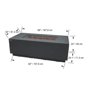 Elementi Plus Andes 66" Rectangular Fire Table — Propane