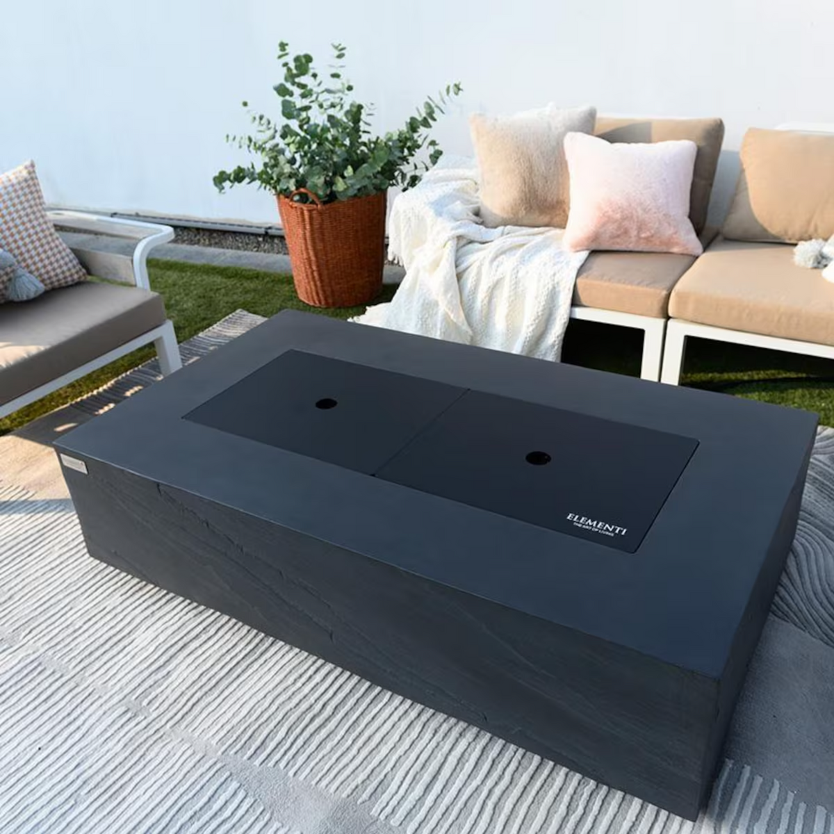 Elementi Plus Cape Town 56" Rectangular Fire Table — Slate Black
