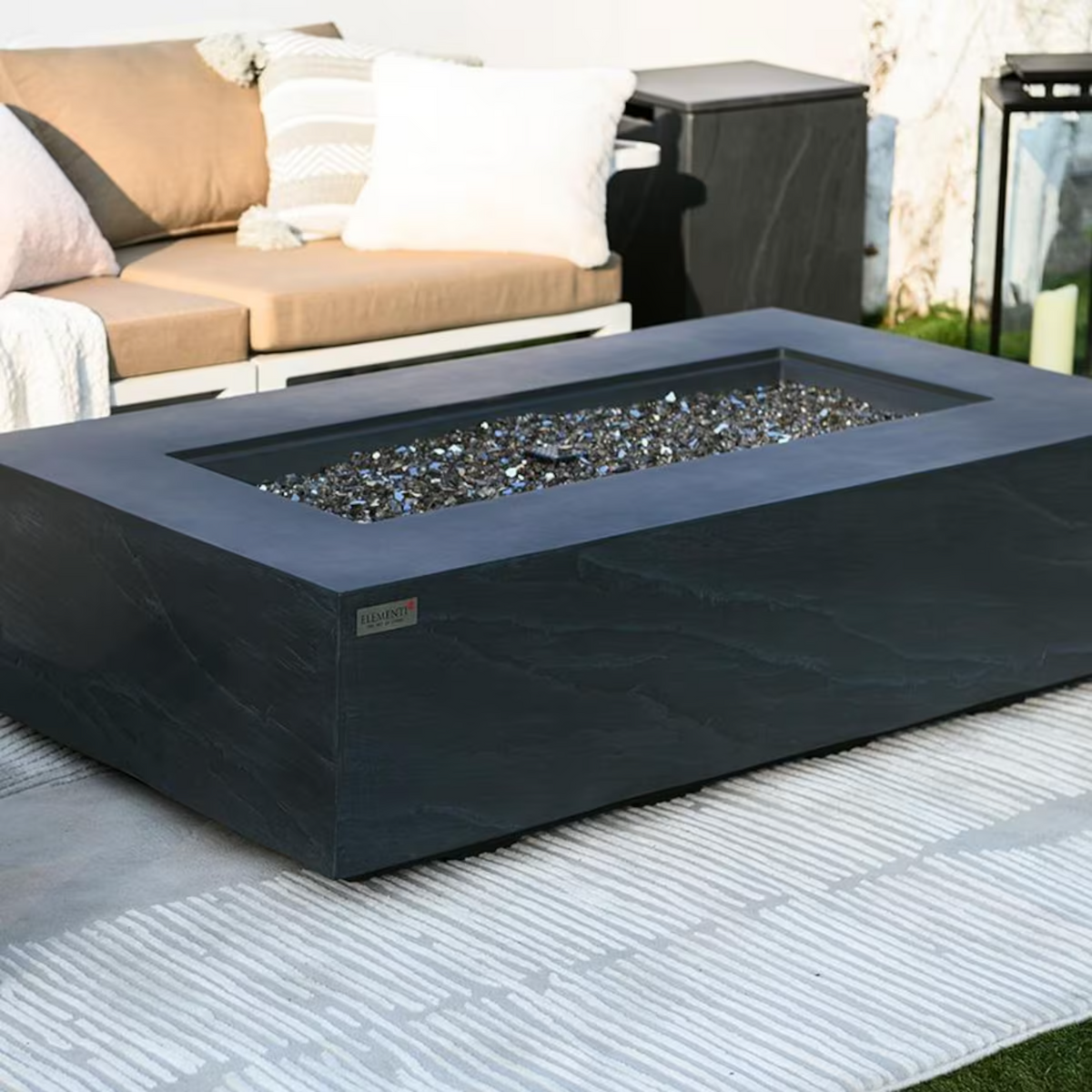Elementi Plus Cape Town 56" Rectangular Fire Table — Slate Black