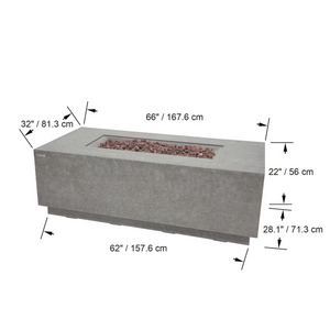 Elementi Plus Andes 66" Rectangular Fire Table — Propane