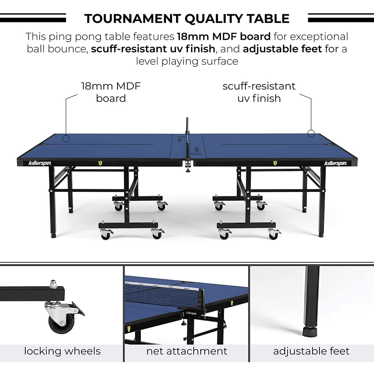 Killerspin 415 X Series Mega DeepBlu Indoor Folding Table