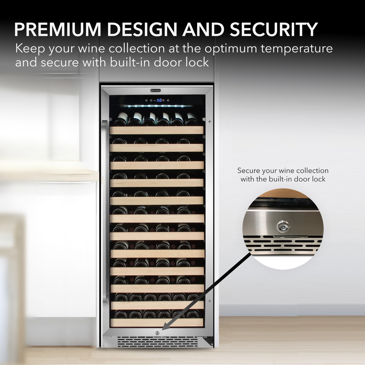 Whynter 100 Bottle Built-in Stainless Steel Compressor Wine Refrigerator