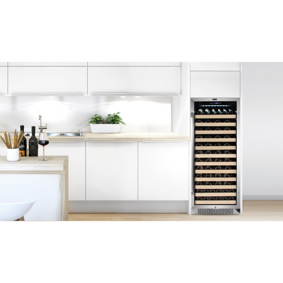Whynter 100 Bottle Built-in Stainless Steel Compressor Wine Refrigerator
