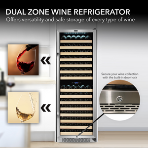 Whynter 164 Bottle Built-in Stainless Steel Dual Zone Compressor Wine Refrigerator