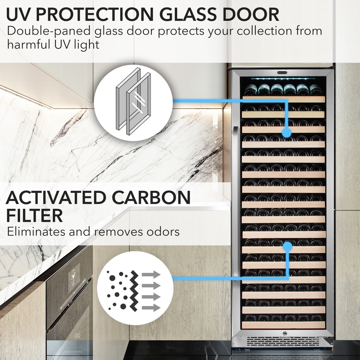 Whynter 166 Bottle Built-in Stainless Steel Compressor Wine Refrigerator