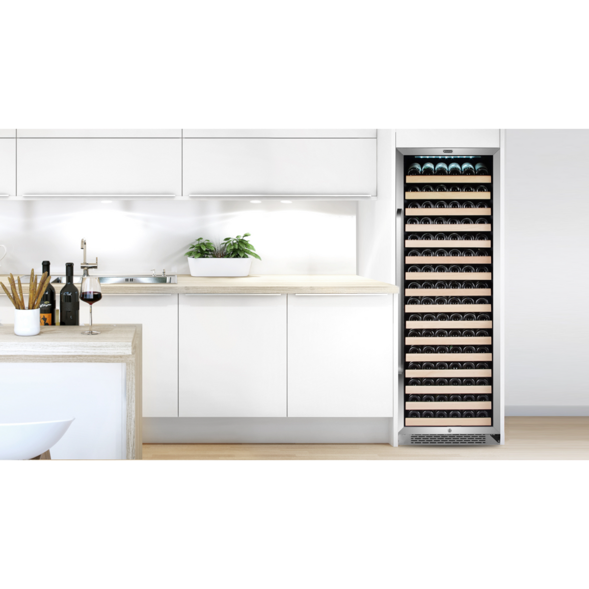 Whynter 166 Bottle Built-in Stainless Steel Compressor Wine Refrigerator