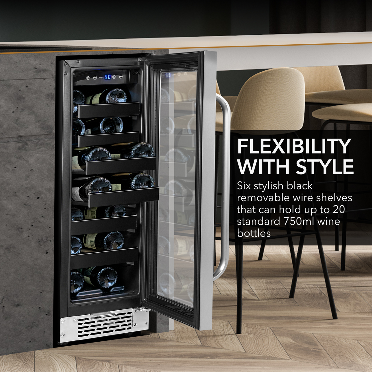 Whynter 12 inch Built-In 20 Bottle Undercounter Stainless Steel Wine Refrigerator