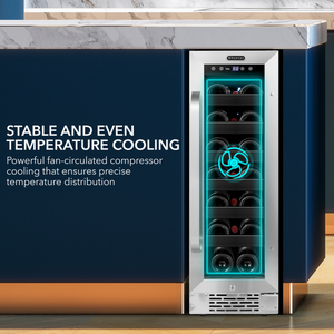 Whynter 12 inch Built-In 20 Bottle Undercounter Stainless Steel Wine Refrigerator