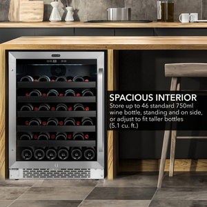 Whynter 24 inch Built-In 46 Bottle Undercounter Stainless Steel Wine Refrigerator