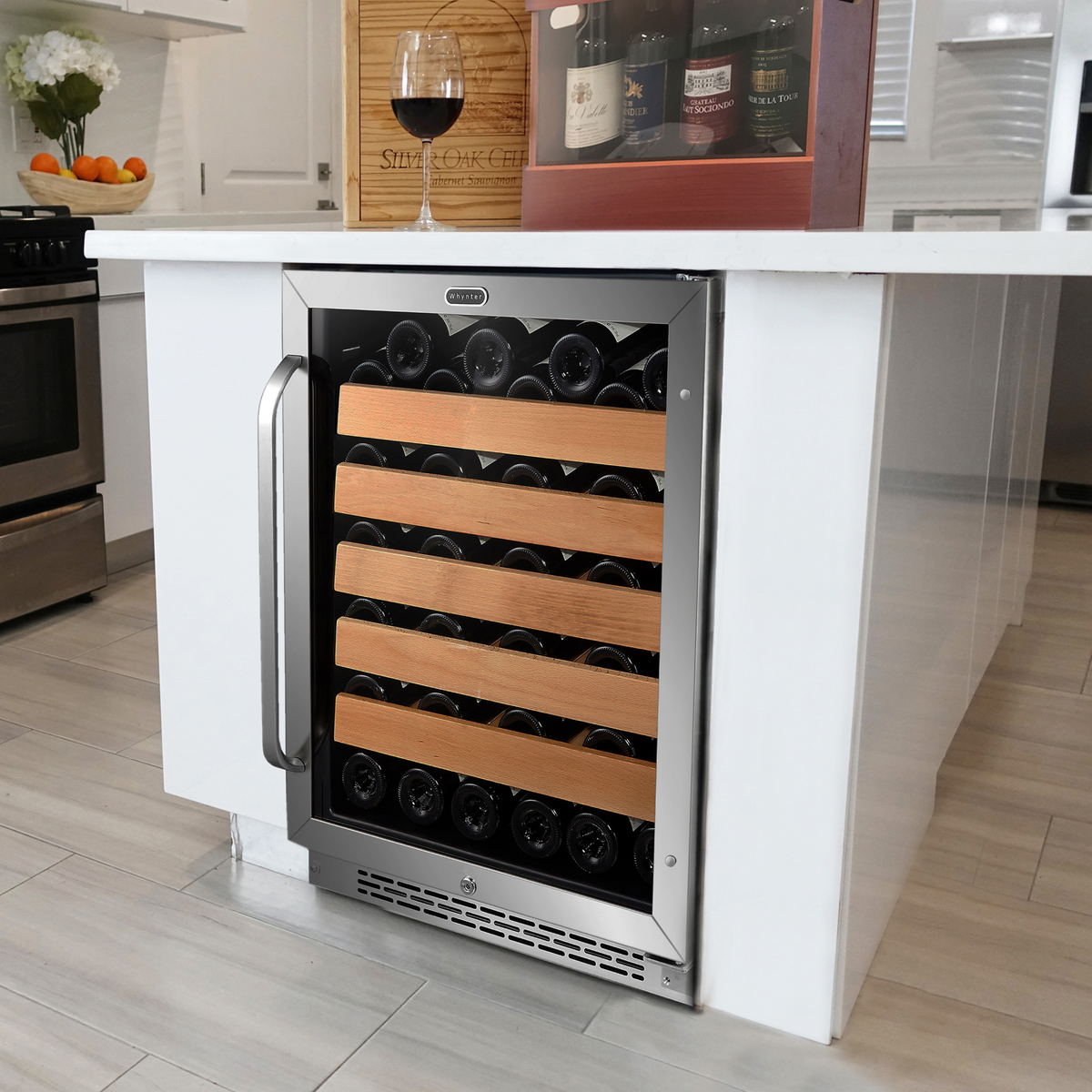 Whynter 24" Built-In Stainless Steel 54 Bottle Wine Refrigerator Cooler