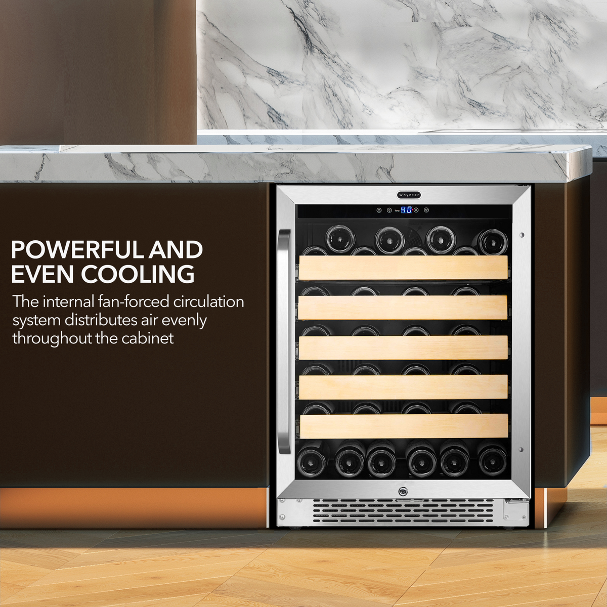 Whynter 24" Built-In Stainless Steel 54 Bottle Wine Refrigerator Cooler