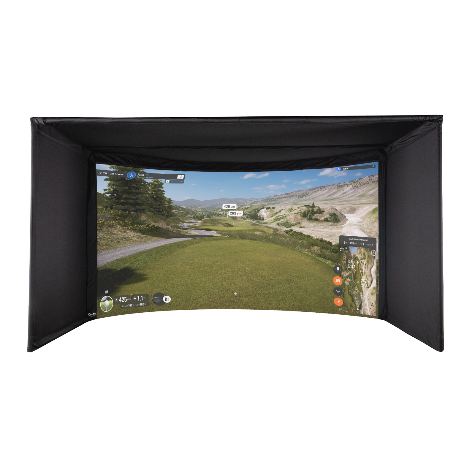 Carl's Place Curved Golf Simulator Enclosure Kit with Impact Screen
