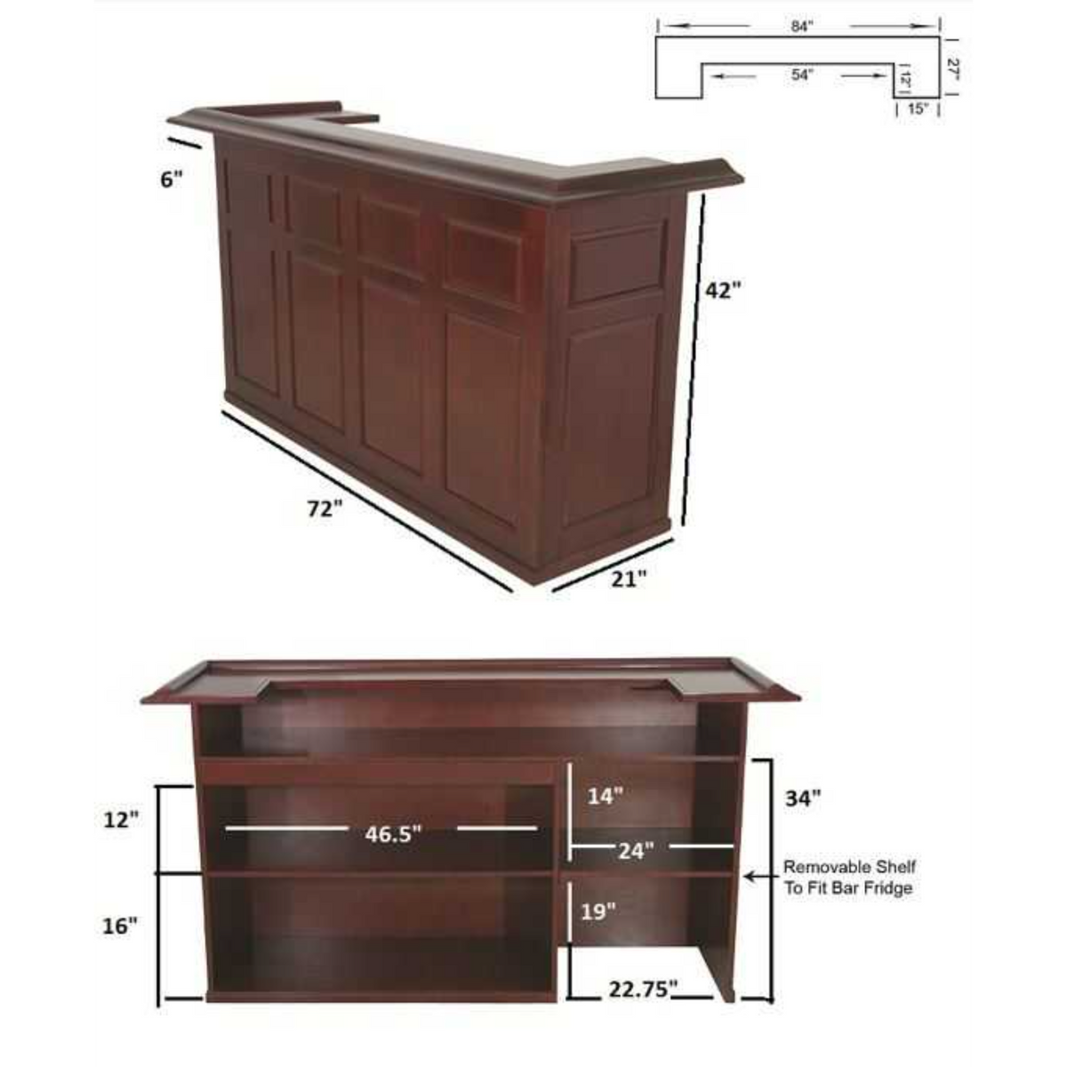 RAM Game Room 84" English/Irish Pub Style Dry Bar
