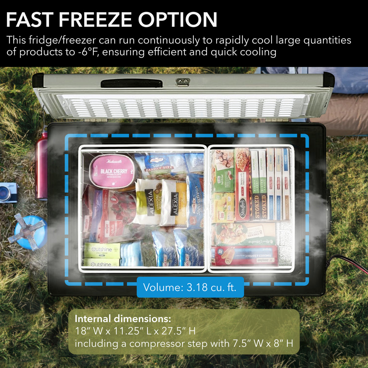 Whynter 95 Quart Portable Wheeled Freezer with Door Alert and 12v Option