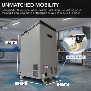Whynter 95 Quart Portable Wheeled Freezer with Door Alert and 12v Option