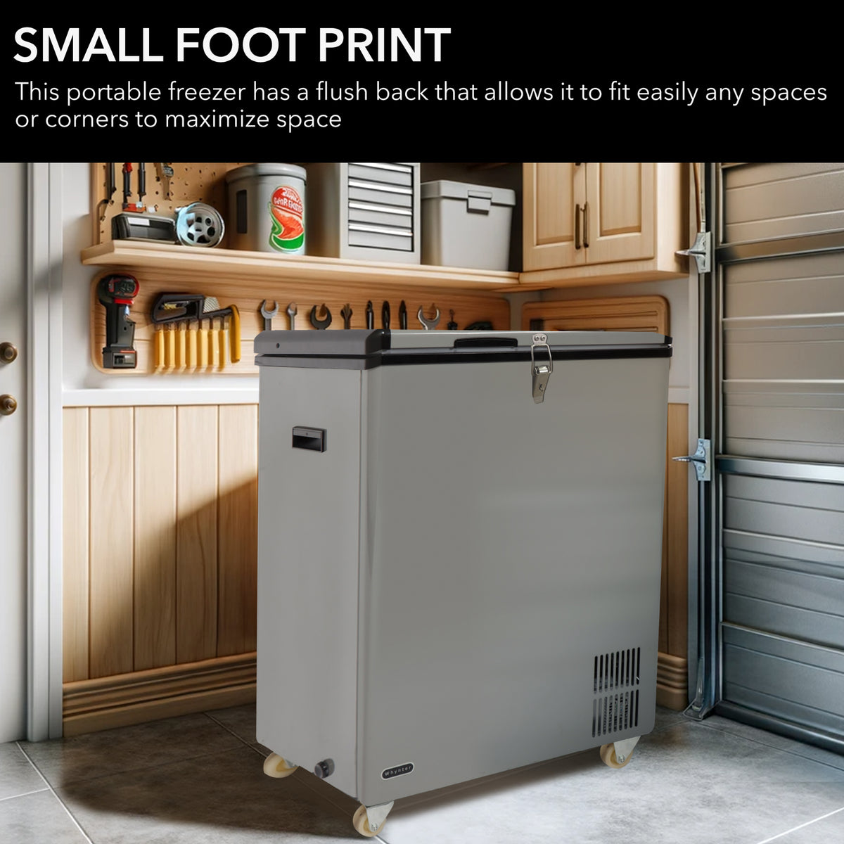 Whynter 95 Quart Portable Wheeled Freezer with Door Alert and 12v Option