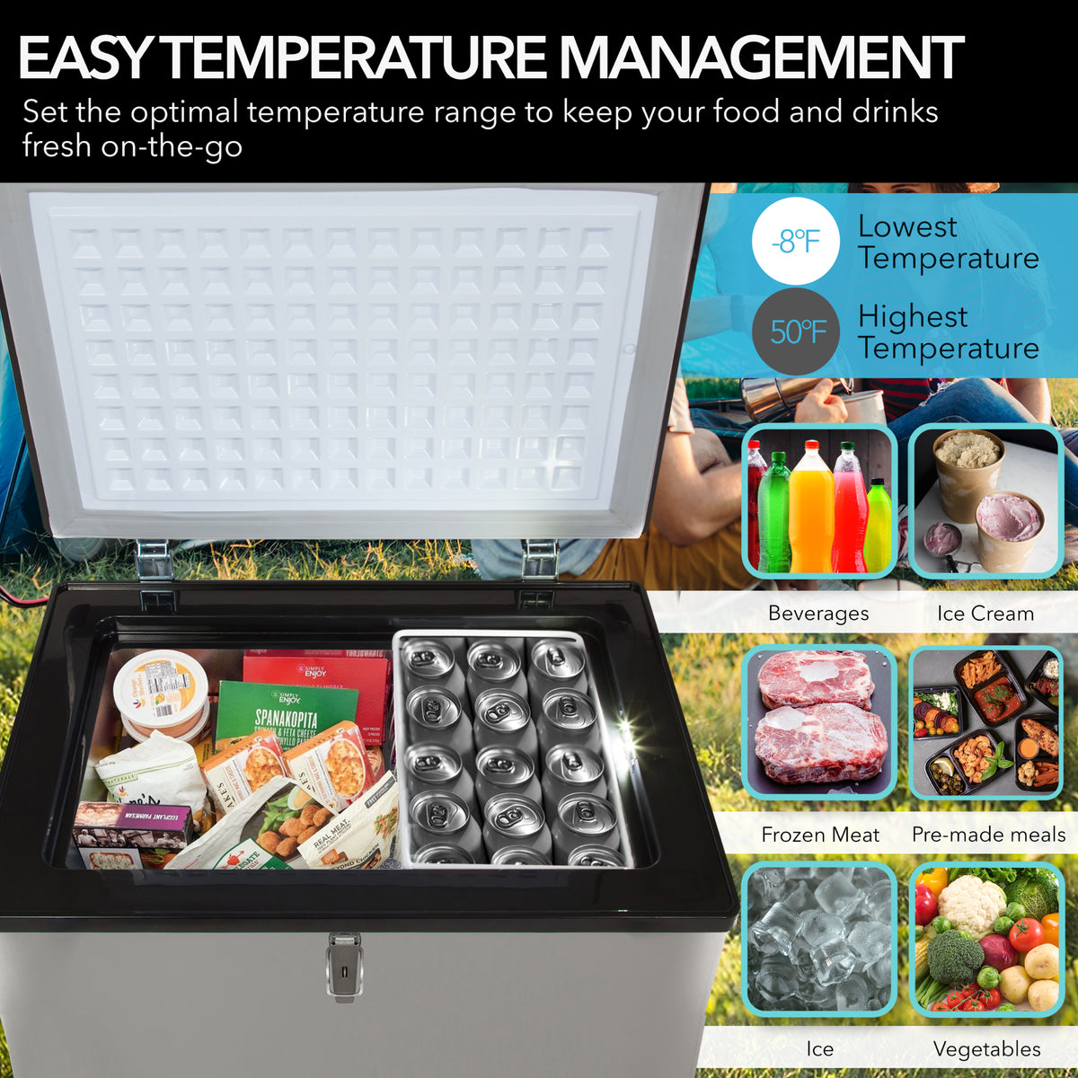 Whynter 95 Quart Portable Wheeled Freezer with Door Alert and 12v Option