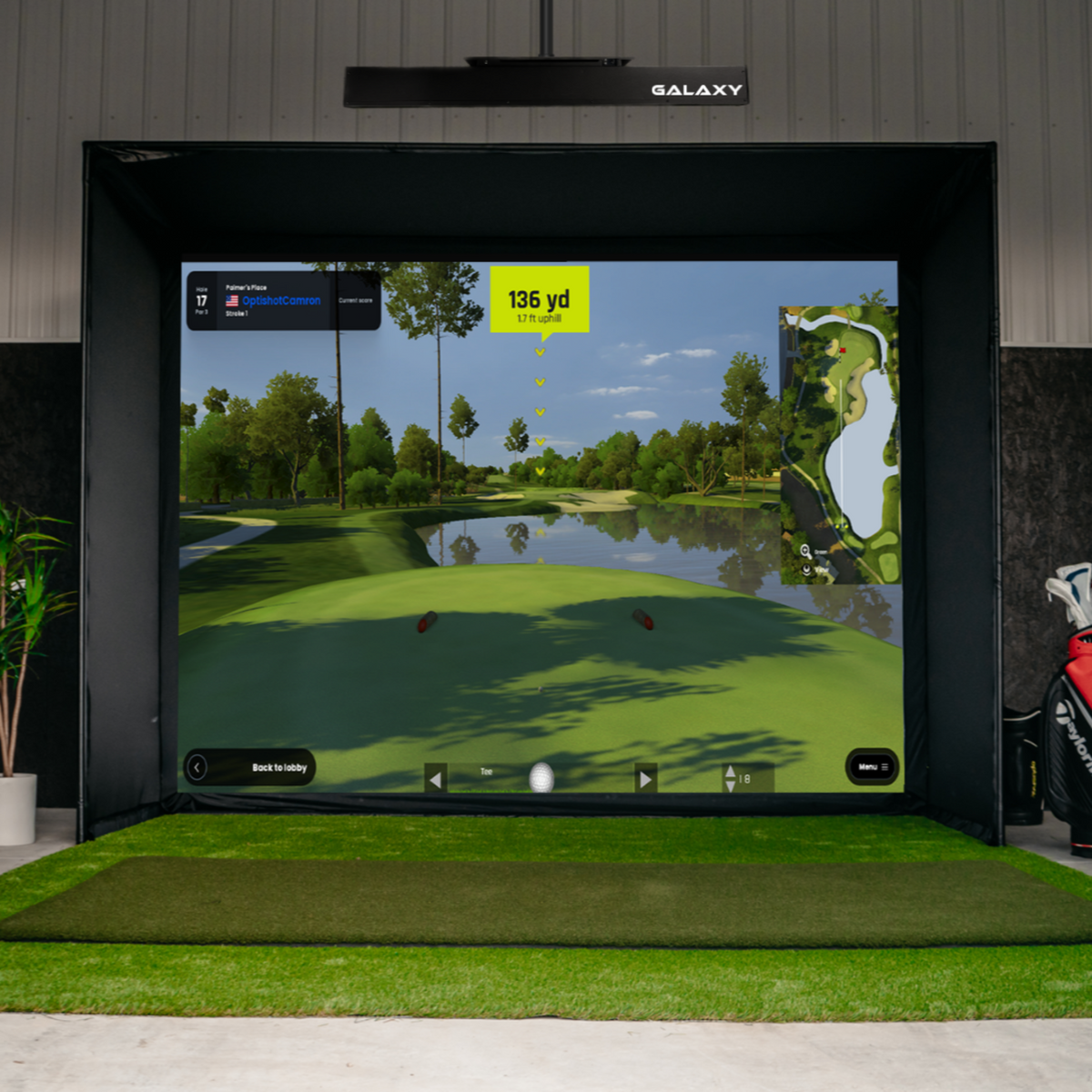 OptiShot Galaxy Golf Simulator Pro Bundle (Simulator + Mat + Projector + Enclosure)