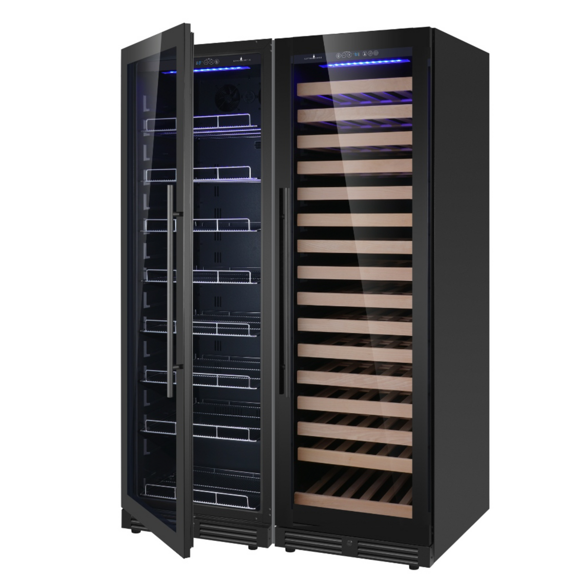KingsBottle Upright Wine & Beverage Cooler Combo With Triple Temp. Zones