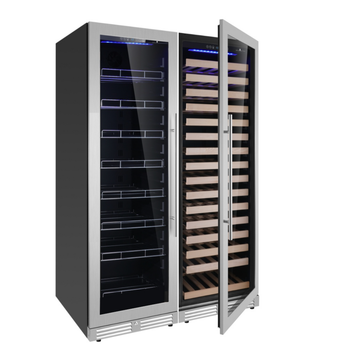 KingsBottle Upright Wine & Beverage Cooler Combo With Triple Temp. Zones