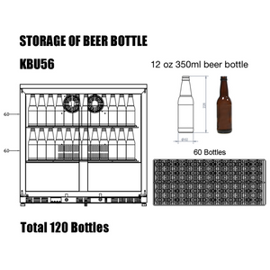 KingsBottle 36" Heating Glass 2 Door Built In Beverage Fridge
