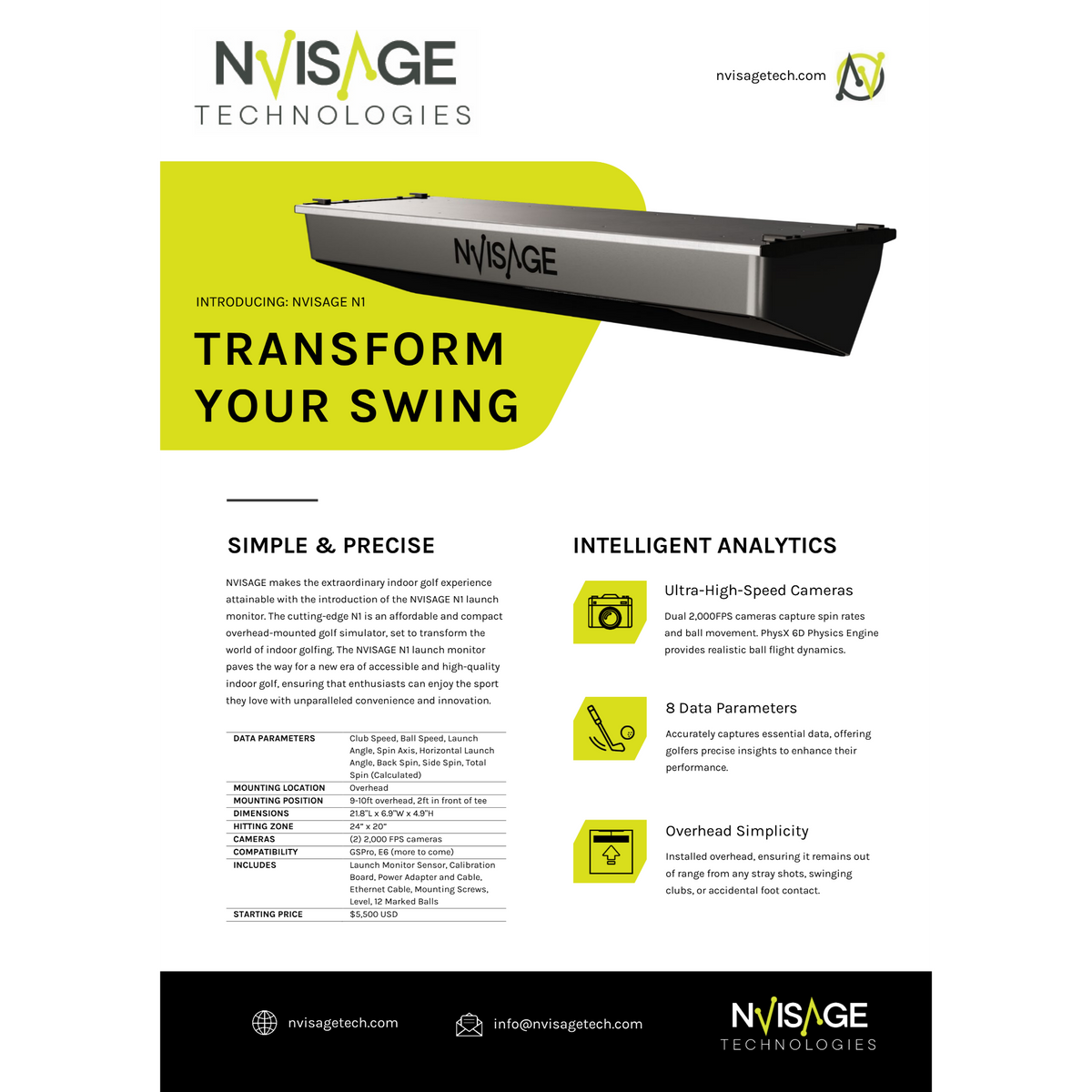 NVisage Technologies N1 Golf Simulator Launch Monitor