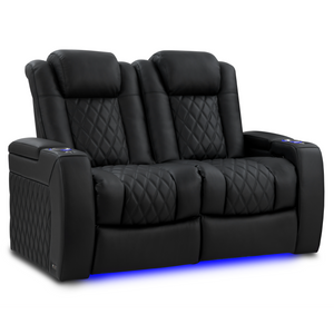Valencia Tuscany Luxury Edition row of 2 loveseat configuration Graphite leather home theater