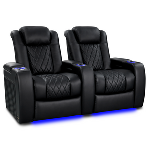 Valencia Tuscany Heat and Massage row of 2 home theater seating Italian Nappa leather