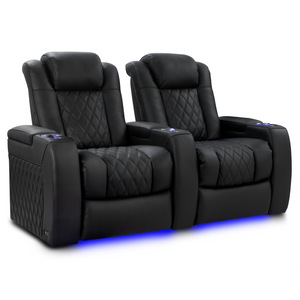 Valencia Tuscany Luxury Edition row of 2 home theater seating Graphite Italian leather
