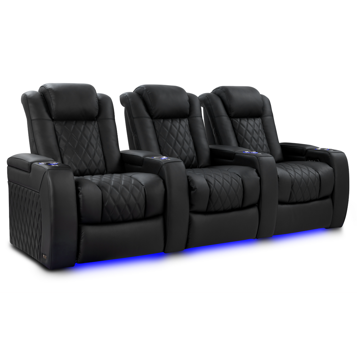 Valencia Tuscany Luxury Edition row of 3 home theater seating semi-aniline leather Graphite