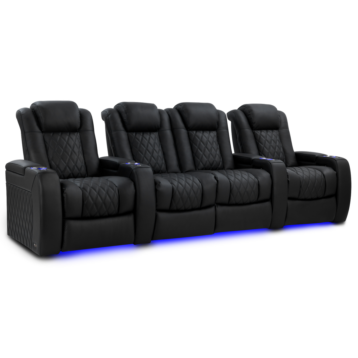 Valencia Tuscany Luxury Edition row of 4 loveseat center Graphite semi-aniline leather theater