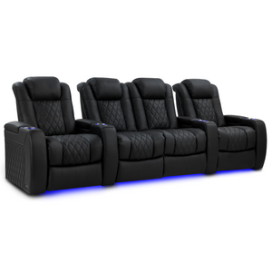 Valencia Tuscany Luxury Edition row of 4 loveseat center Graphite semi-aniline leather theater