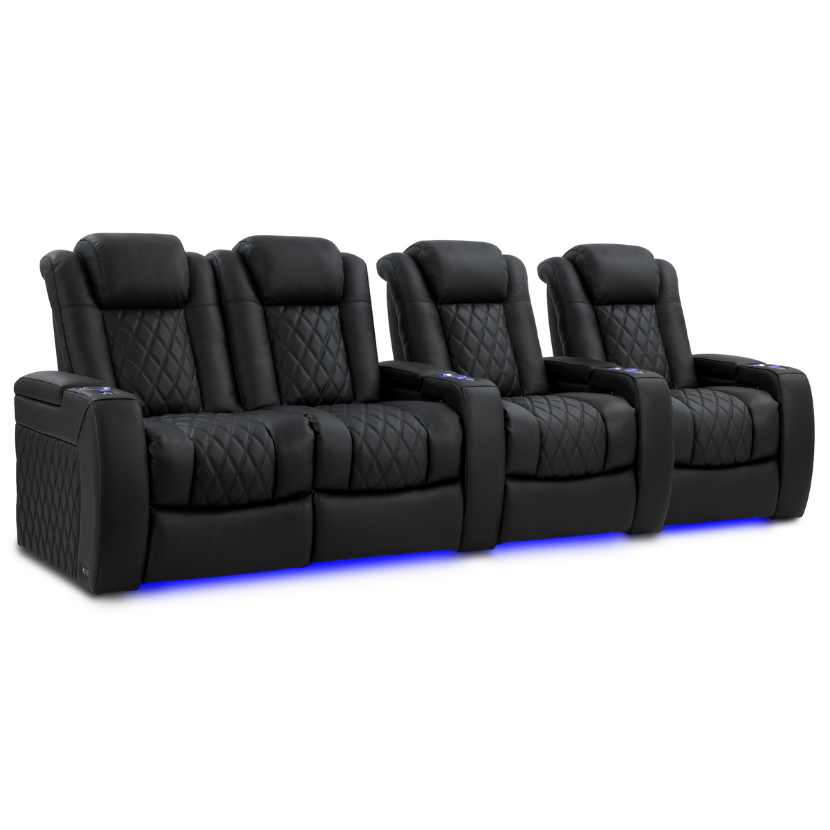 Valencia Tuscany Luxury Edition row of 4 loveseat left Graphite Italian Nappa leather theater