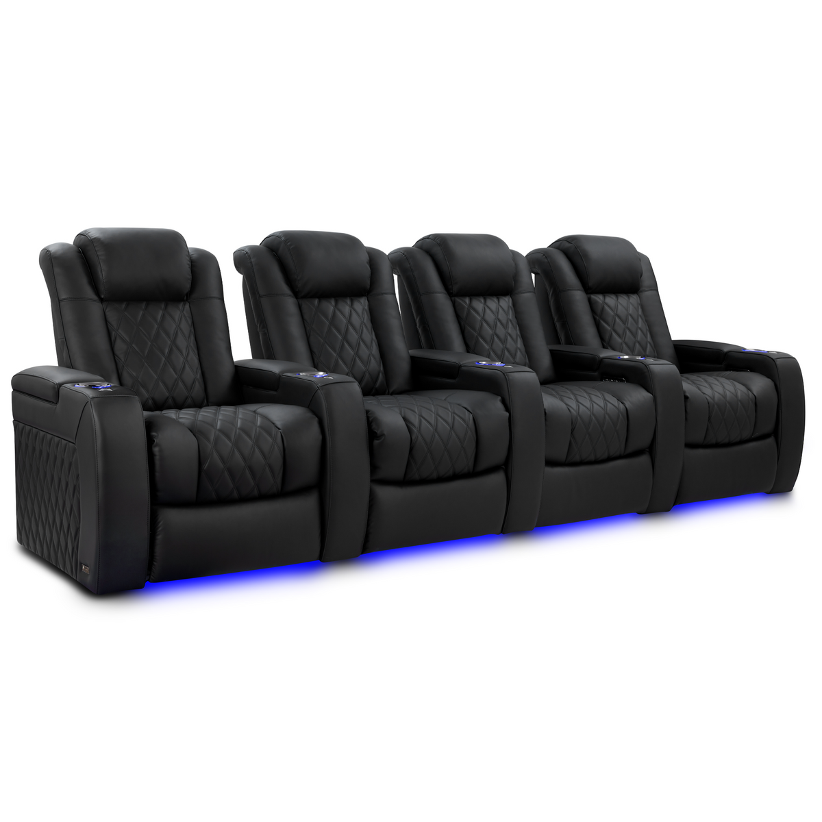 Valencia Tuscany Luxury Edition row of 4 luxury home theater seating Graphite Italian leather