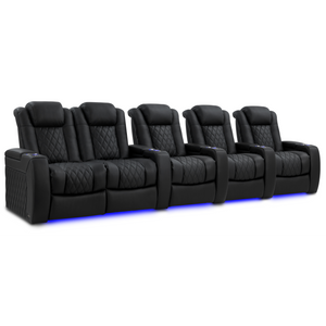 Valencia Tuscany Luxury Edition row of 5 loveseat left Graphite semi-aniline leather theater