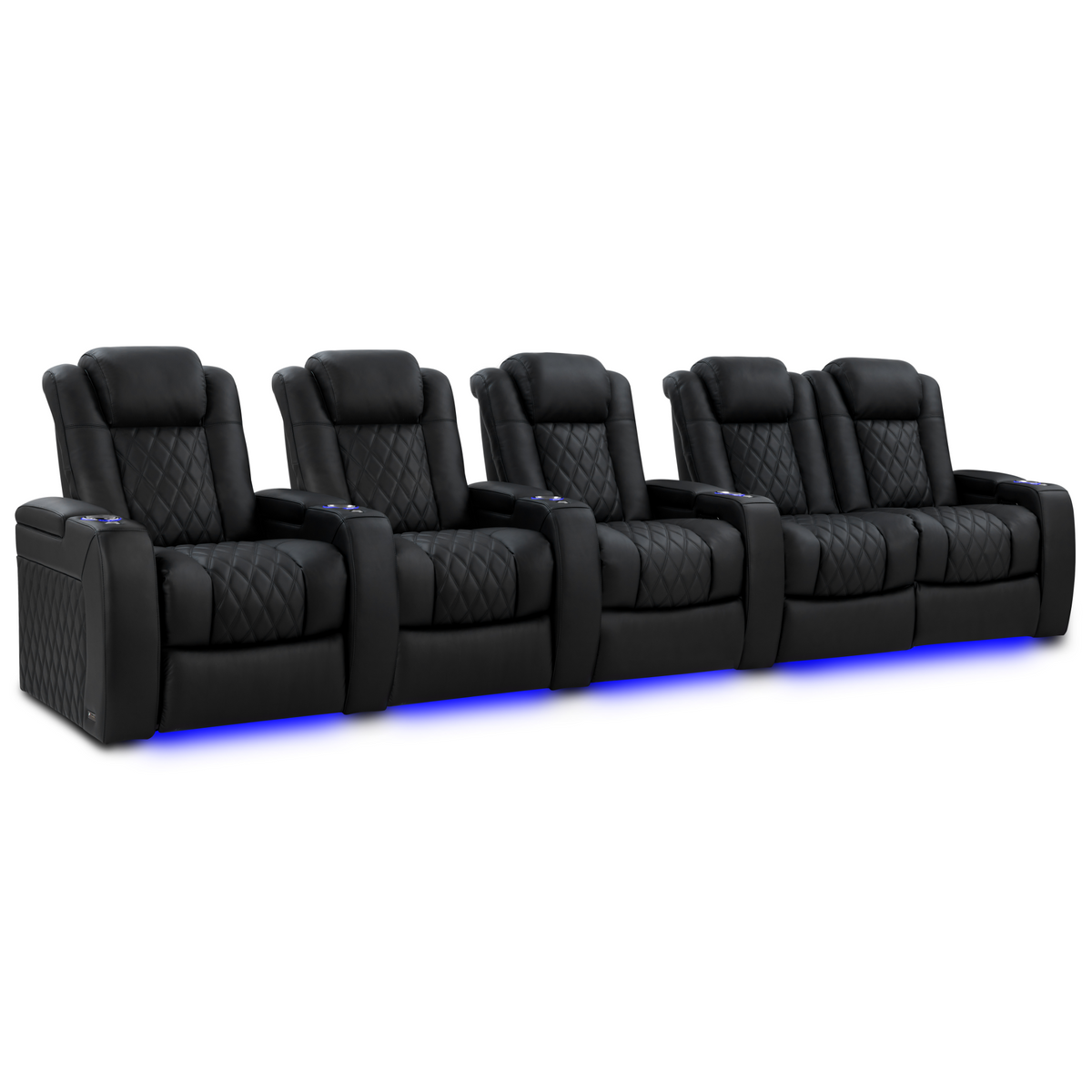 Valencia Tuscany Luxury Edition row of 5 loveseat right Graphite Italian leather home theater