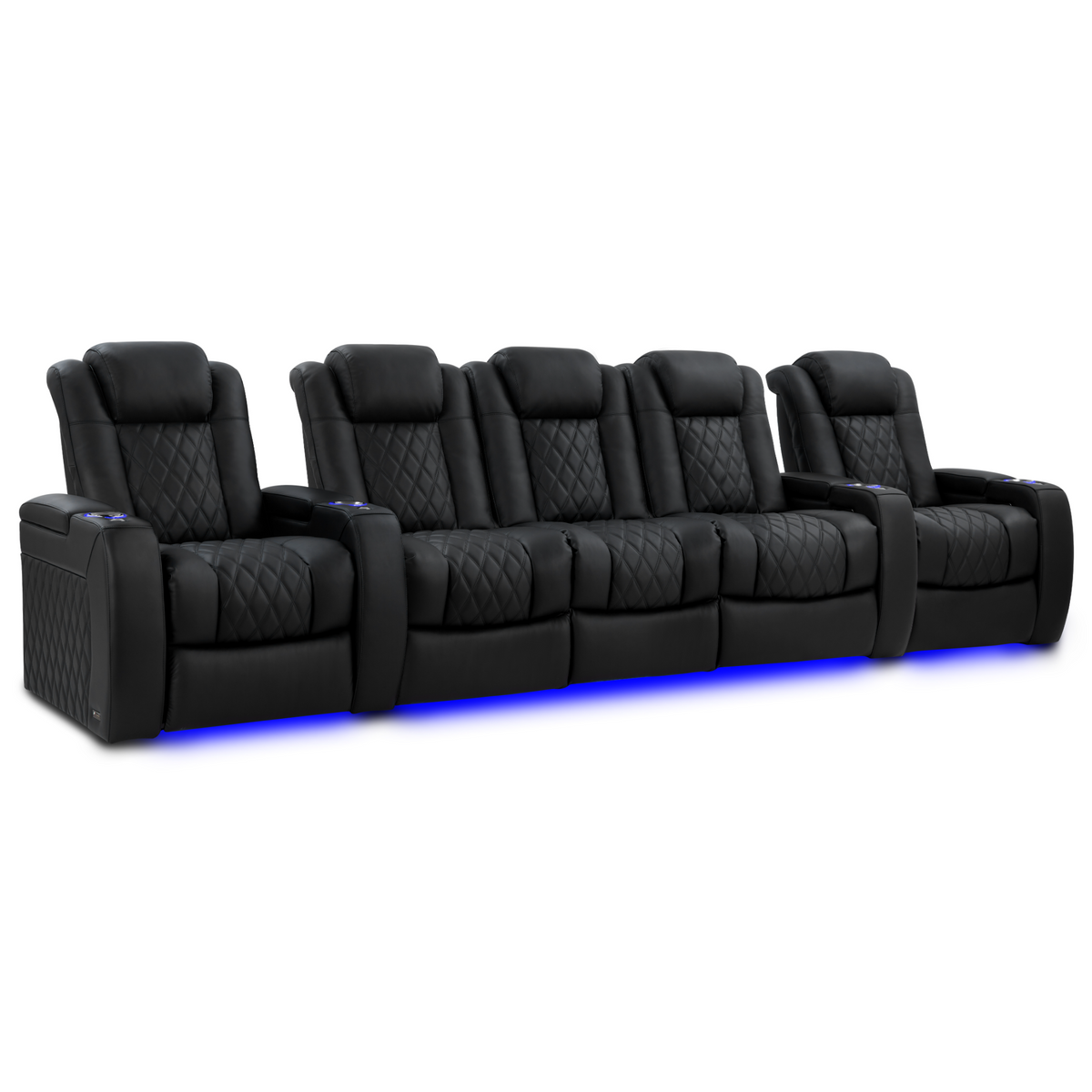 Valencia Tuscany Luxury Edition row of 5 with center console Graphite leather cinema seating