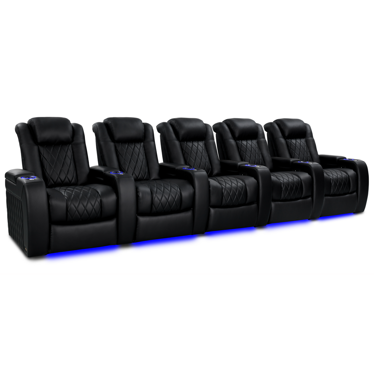 Valencia Tuscany Heat and Massage row of 5 home theater seating Italian leather power recliners