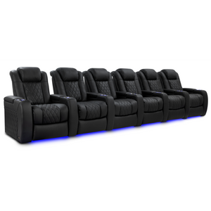 Valencia Tuscany Luxury Edition row of 6 home theater seating Graphite semi-aniline Italian Nappa leather