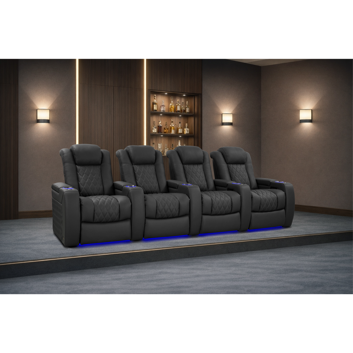Valencia Tuscany Luxury Edition Home Theater Seating | Semi-Aniline Italian Nappa Leather Power Recliner